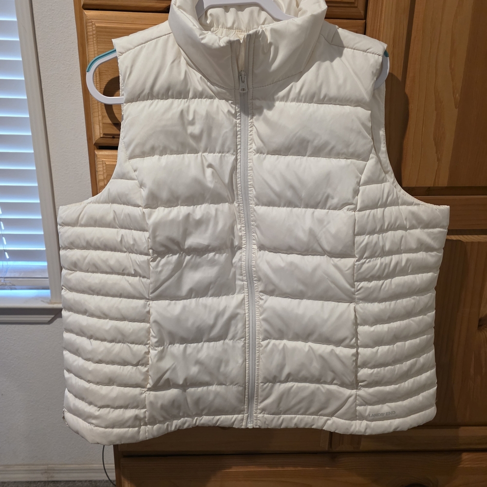 Lands' End Women's White Puffer Vest